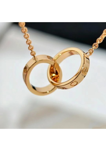 Love Kolye Kadın 18K Pembe Altın Büyük Yıldızlı Gökyüzü Köprücük Kemiği Zinciri Modası (Yurt Dışından)