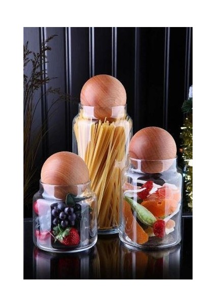 MİEN-B02 3lü Top Kapaklı Kavanoz Seti