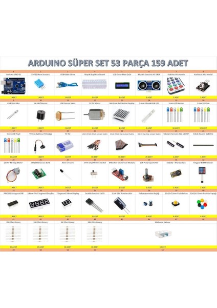 Arduino Süper Set 45 Parça 159 Adet