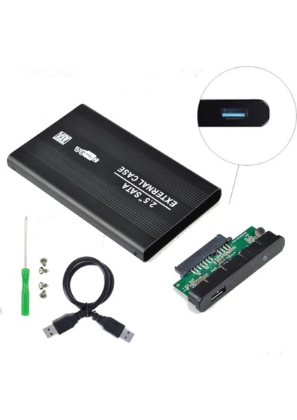 2.5 HDD Kutusu USB 3.0 Hardisk Kutusu Metal Gövde Harici Kutu - Siyah