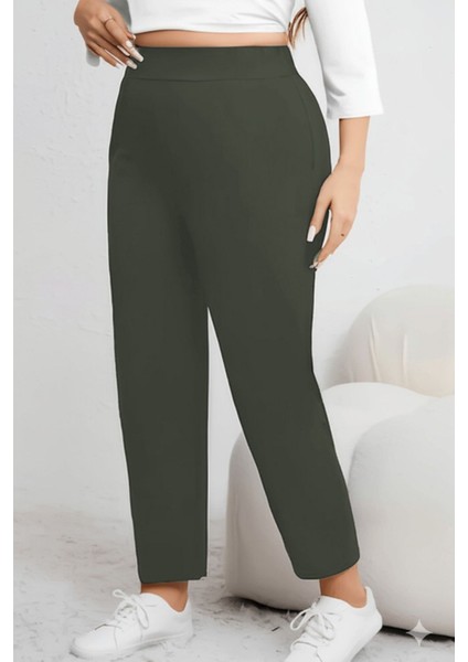 Yüksek Kalite Siyah Büyük Beden Bayan Yüksek Bel Çelik Örme En-Boy Likralı Dar Paça Pantolon fiyatları