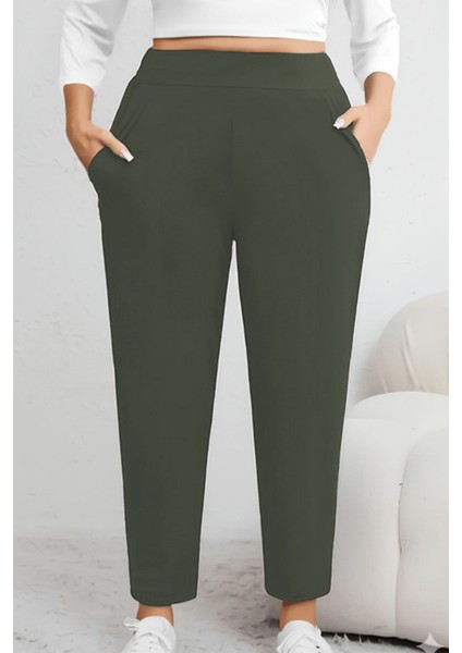 Yüksek Kalite Siyah Büyük Beden Bayan Yüksek Bel Çelik Örme En-Boy Likralı Dar Paça Pantolon modelleri