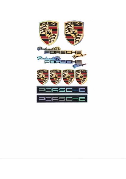 6 Lı Hologram Sticker Seti Porsche Premıum Kalite