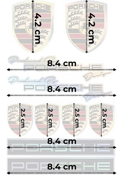 6 Lı Hologram Sticker Seti Porsche Premıum Kalite