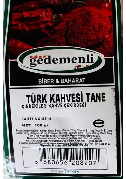 Türk Kahvesi Tane 100 gr