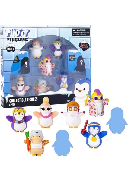 Pudgy Penguins 8'li Figür Seti S2 Bayrak Tutan Penguenli Set