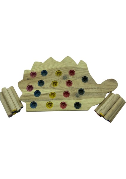 Ahşap Kirpi Renk Eşleştirme Oyunu – Eğitici Montessori Oyuncağı