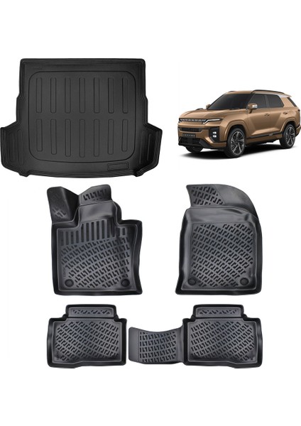 Ssangyong Actyon 2024 ve Sonrası 3D Havuzlu Paspas ve Bagaj Havuzu Set