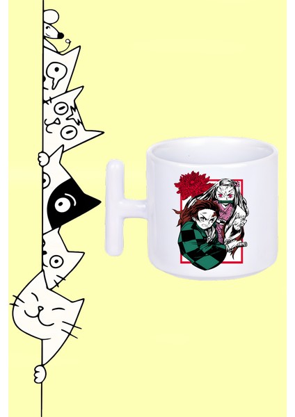 Nezuko And Tanjiro Kamado Karakter Anime Demon Slayer Tasarım Baskılı Beyaz T Sap Kupa Bardak
