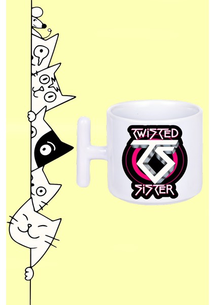 Twisted Sisters Rock Müzik Grup Tasarım Baskılı Beyaz T Sap Kupa Bardak