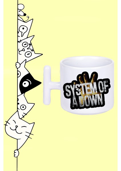 System Of A Down Rock Müzik Grup Tasarım Baskılı Beyaz T Sap Kupa Bardak