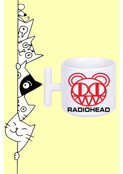 Radıohead Rock Müzik Grup Tasarım Baskılı Beyaz T Sap Kupa Bardak