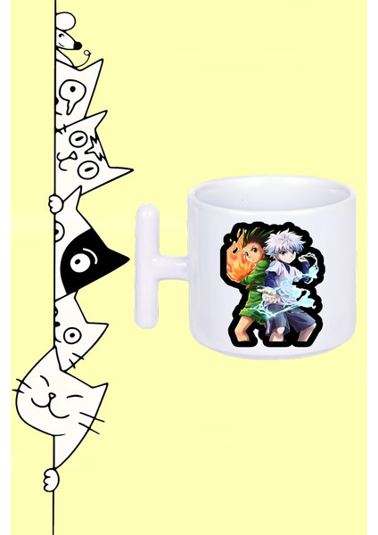 Gon Freecss And Killua Zoldyck Hunter x Hunter Anime Tasarım Baskılı Beyaz T Sap Kupa Bardak
