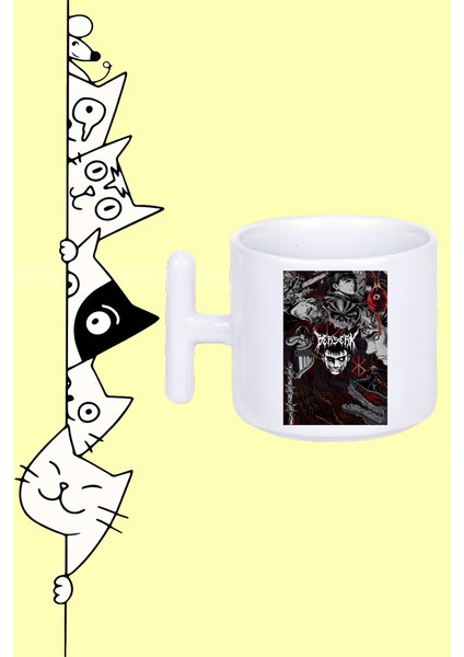 Karakter Anime Berserk Tasarım Baskılı Beyaz T Sap Kupa Bardak