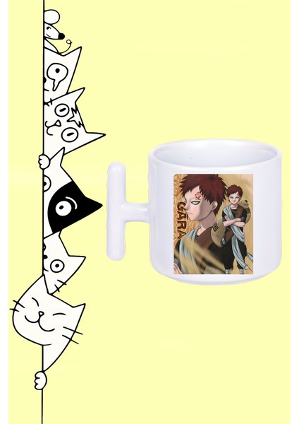 Gara Anime Karakter Naruto Tasarım Baskılı Beyaz T Sap Kupa Bardak