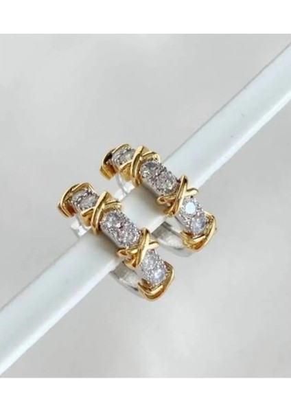 Gold Renkli, Taşlı, Marka Model Küpe