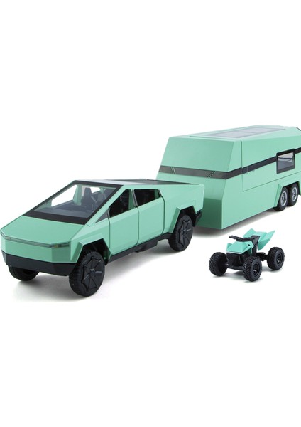 1:32 Tesla Kamyonet Alaşımlı Model Römork Karavan Sesli ve Işıklı Bumerang Süs Çocuk Oyuncakları (Yurt Dışından)