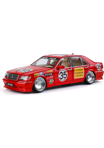 1:24 Kaplan Kafalı Ben 300SEL Alaşımlı Araba Modelinin Alçak Boyalı Versiyonu Sesli ve Işıklı Oyuncaklar Metal Süsler Erkek Çocuk Hediyeleri (Yurt Dışından)