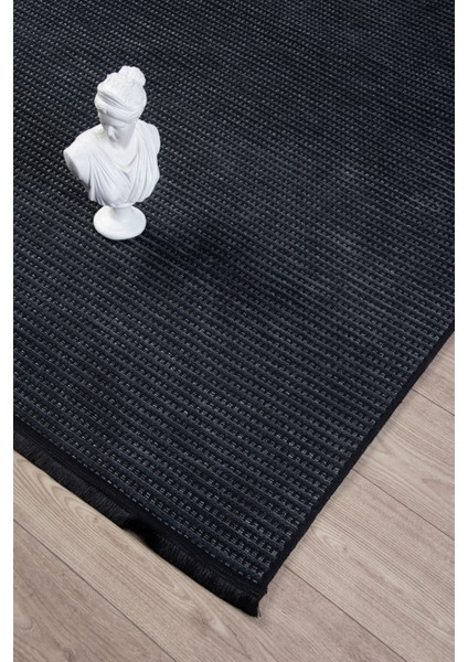 Modern Şönil Kilim Halı Yıkanabilir Kaymaz Tabanlı Yumuşak İnce Yapısı ile Her Alana Uyumlu Antrasit modelleri