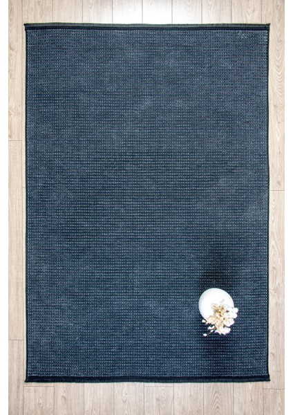 Modern Şönil Kilim Halı Yıkanabilir Kaymaz Tabanlı Yumuşak İnce Yapısı ile Her Alana Uyumlu Antrasit