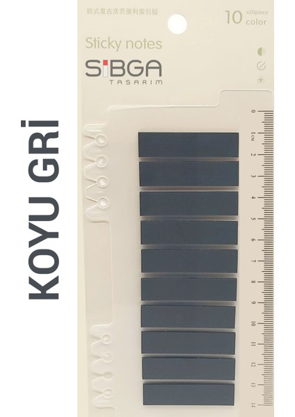 Şeffaf Koyu Gri Postit Post-It Post It. Kitap Ayracı Ayraç Postit Sticker Not Kağıdı 200 Yaprak