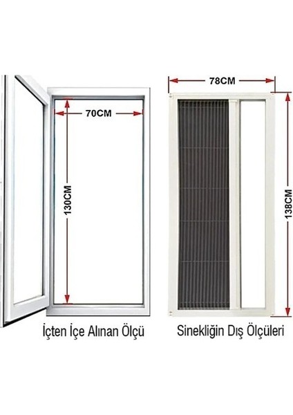 Sineklik Akordiyon Kapı Pencere SINEKLIĞI(E:61-80)X(B:201-220) cm Arası