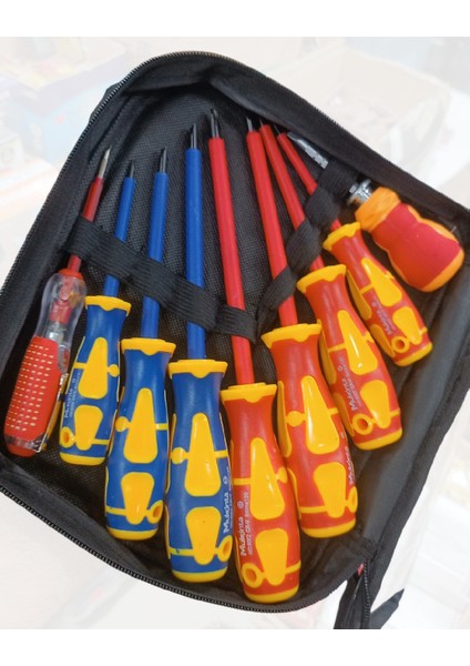 9 Parça Izoleli Tornavida Takımı Kaliteli Renkli Tornavida Seti