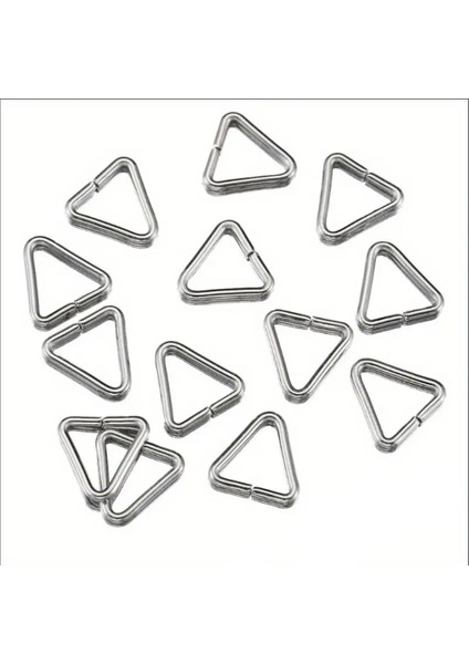 100 Adet Gümüş 10 Mm Metal Üçgen Toka Bağlantı Parçası Anahtarlık Ve Takı Malzemeleri