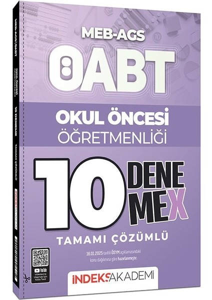 Indeks Akademi 2025 Öabt Meb-Ags Okul Öncesi Öğretmenliği 10 Denemex Çözümlü Indeks Akademi Yayınları