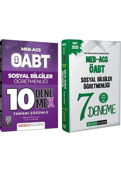 Pegem + Indeks 2025 Öabt Meb-Ags Sosyal Bilgiler Öğretmenliği 7+10 Deneme 2 Li Set Pegem + Indeks Akademi Yayınları