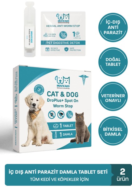 Kedi Iç Dış Bitkisel Parazit Iç Dış Damlası Köpek Iç Dış Anti Parazit Bit Pire Kene Damla Seti