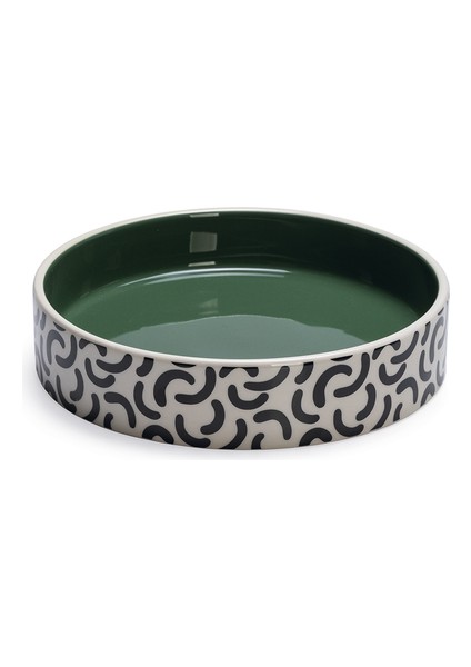 Kedi Mama Su Kabı, Seramik, Yeşil / Beyaz, 16,5cm, 300ML