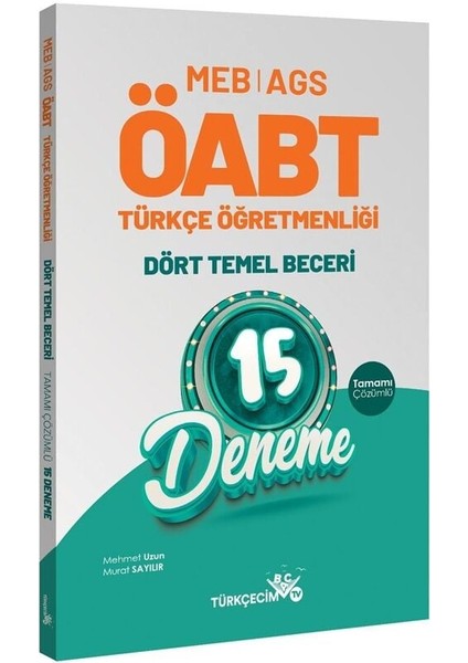 Türkçecim Tv Öabt Meb-Ags Türkçe Öğretmenliği Dört Temel Beceri 15 Deneme Çözümlü - Mehmet Uzun, Murat Sayılır Türkçecim Tv