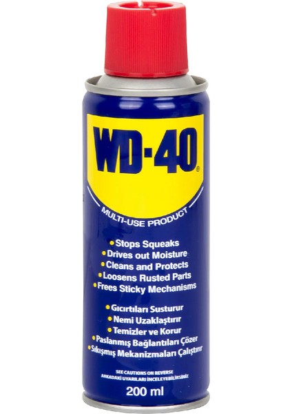 Wd-40 Çok Amaçlı Sıvı, Yağ Çözücü, Pas Sökücü, Temizleyici ve Koruyucu, 200ML