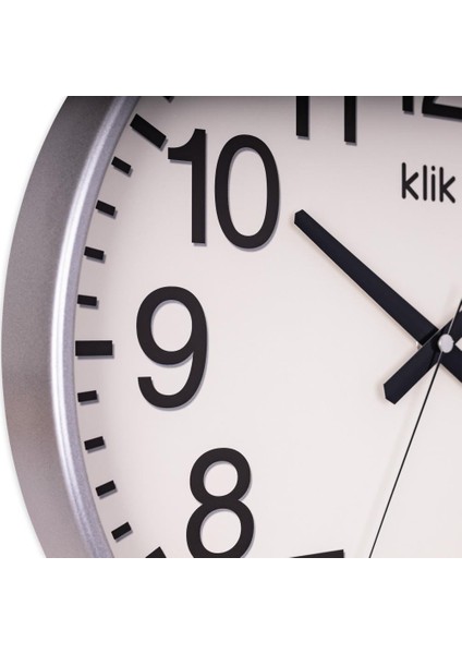 Simplex Gümüş Dekoratif Sessiz Akar Duvar Saati