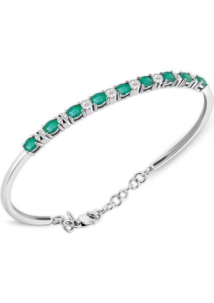 2.10 Ct Pırlantalı Markiz Zümrüt Bilezik