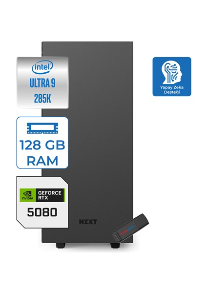 Vulcan Pro Intel Core Ultra 9 285K 128GB Ddr5 4tb Gen5 SSD 16GB/RTX5080 Windows 11 Pro Aı Destekli Oyun ve Render Bilgisayar ZETVUL5080P15 + Zettausbbellek