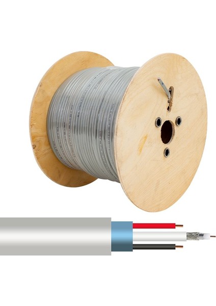 Kamera Kablosu Cctv Bakır (Cu) 2+1 x 0.22MM 250 Metre Tahta Makaralı (4172)
