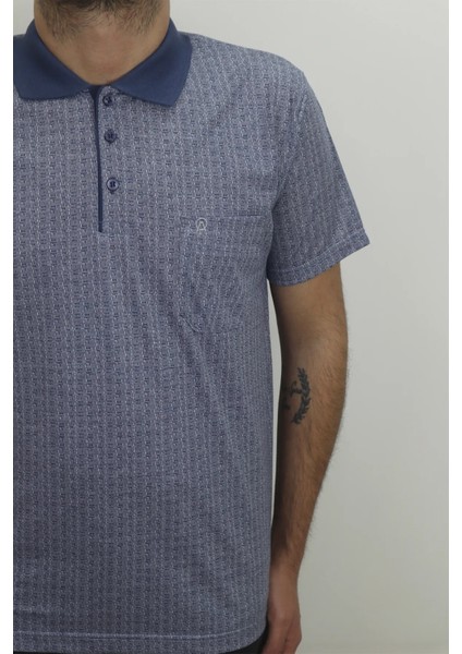 Fistan Store Erkek Indigo Desenli Klasik Kesim Rahat Kalıp Tek Cepli Polo Yaka Tişört fiyatları