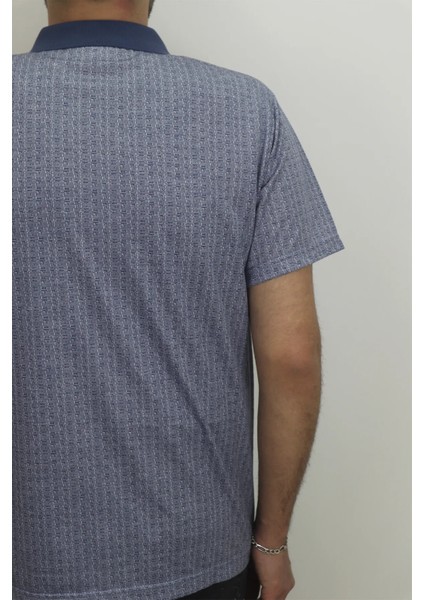 Fistan Store Erkek Indigo Desenli Klasik Kesim Rahat Kalıp Tek Cepli Polo Yaka Tişört fırsatları