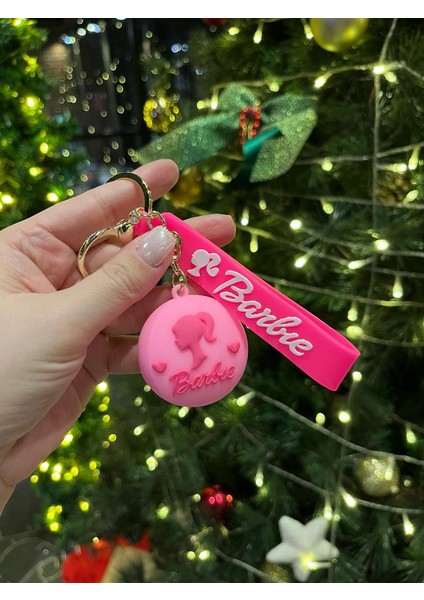 Pembe Yuvarlak Figürlü Kabartmalı Çanta Süsü ve Anahtarlık