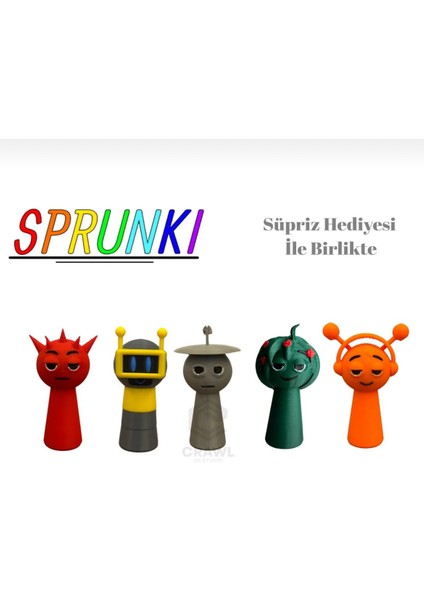 Sprunki 5’li Karakter Seti – 7 cm 3D Figürler + Hediye!