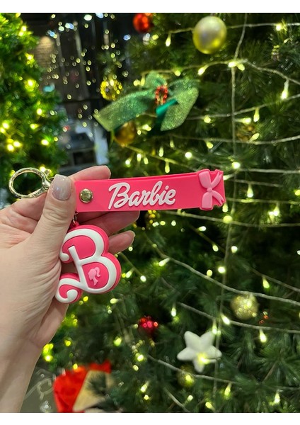 Pembe B Harfli Kabartmalı Çanta Süsü ve Anahtarlık