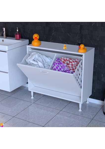 75X75X32,5 Cm’ Lik 2 Göz Sepet Hazneli Mini Düzenleyici Çok Amaçlı Mutfak Dolabı