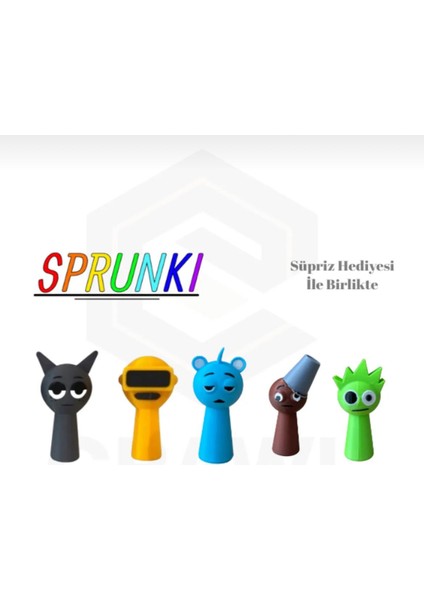Sprunki 5’li Karakter Seti – 7 cm 3D Figürler + Hediye!