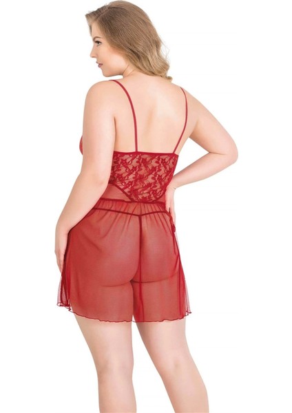 Aria's Closet Büyük Beden Kırmızı Kısa Tül Gecelik fiyatları