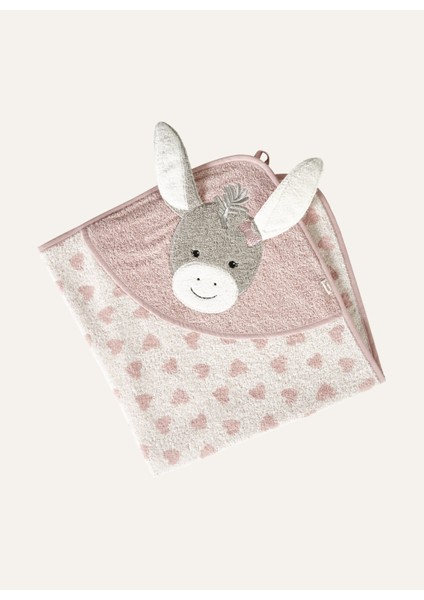 Emmi Girl Kapüşonlu Bebek Havlusu 80X80 cm Pamuk 3D Aplikasyon modelleri