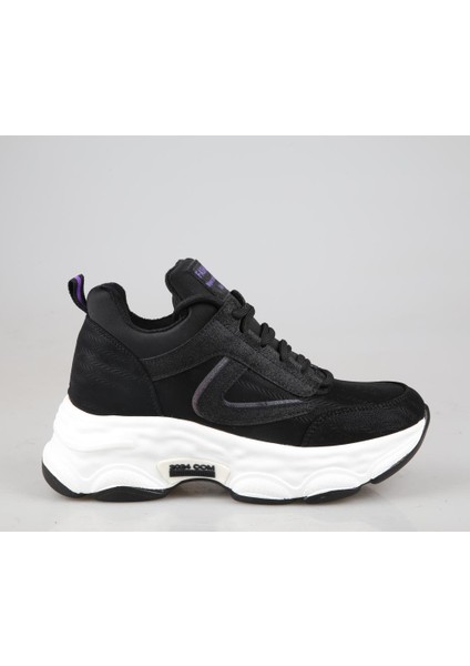 24K302 Dolgu Topuk Siyah Kadın Sneakers