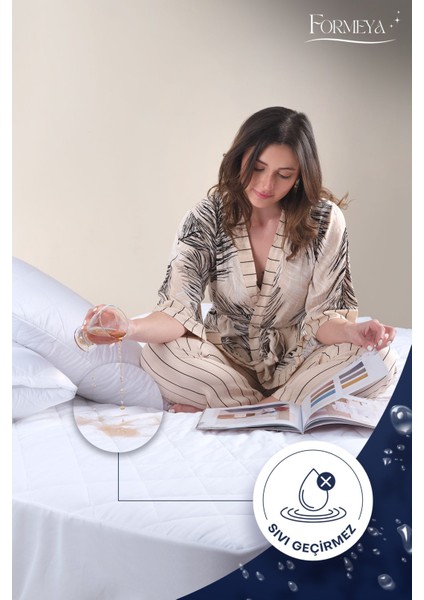 Adelya Mikrofiber Alez Kapitone Fitted Sıvı Geçirmez Yatak Koruyucu