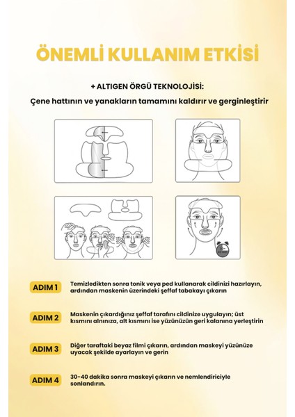 Koec Retinol Kolajen Lifting Etkili Yüz Maskesi, Çene, Gıdı Lifting Sıkılaştırıcılı Kırışıklıkk Önleyici
